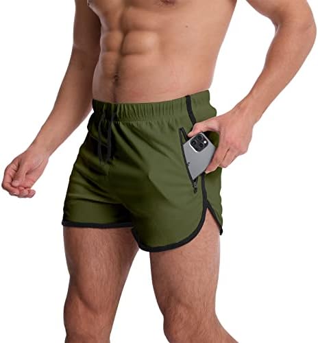 Shorts de ginástica OEBLD para homens 3 polegadas de exercícios de corrida rápida seco curto com bolsos com