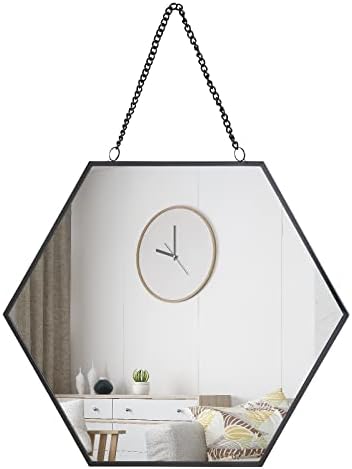 Espelho de parede de metal hexagon de Bowenturbo - espelho decorativo de parede decorativo 10.2x11.7in