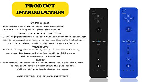 Controlador remoto sem fio Yosikr para Wii Wii U - azul profundo e preto