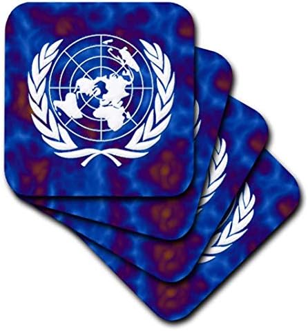 3drose United Nations Flag - montanhas -russas suaves, conjunto de 4