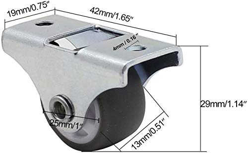 Luomorgo 8 pacote 1 rodas de rodízio rígidas rodízios não giratórios fixos com placa superior de metal sem ruído
