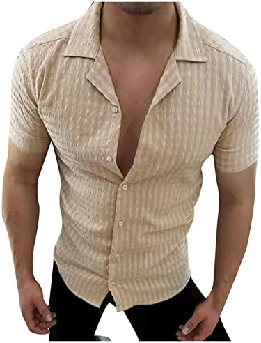 Moda de moda masculina Casual de lapid de botão de lapela colorida Camisa de manga curta na primavera