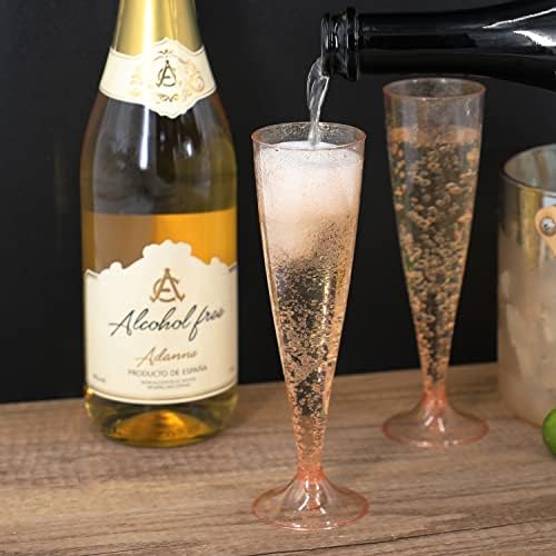 Homy Feel Gold Rose Glitter Glitter Plástico Rose Gold Wine Glasses 30 Pacote, Flautas de Champagne