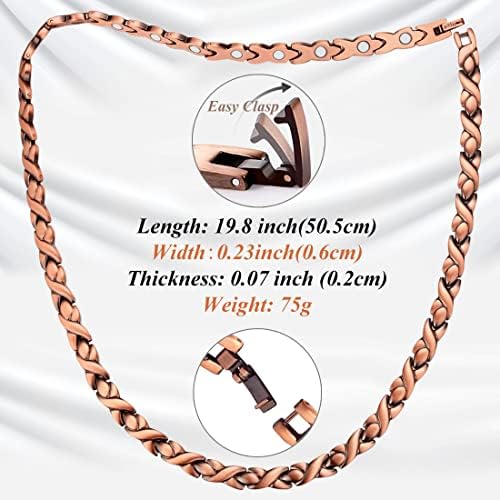 Colar de cobre Vicmag e pulseira para mulheres 99,9% Solid Pure Copper Jewelry Day do dia dos namorados