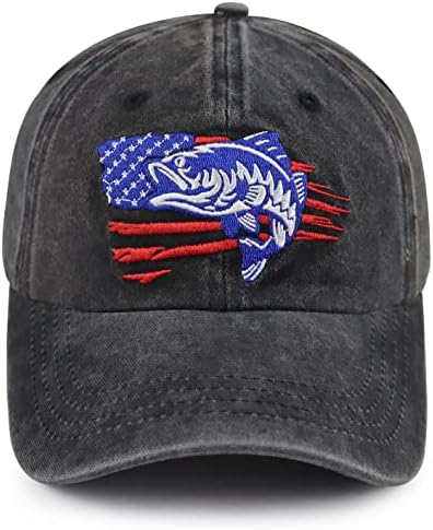Splash Brothers personalizados American Flag Fish Hats para homens, mulheres, tampas de beisebol de caça