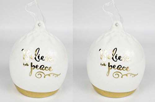 Belo conjunto de almas de 2 acredita em Peace Porcelain Bell Christmas Ornamentos pendurados!