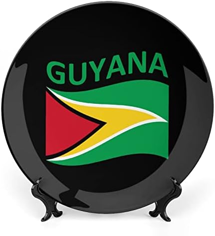 Bandeira de pratos decorativos da Guiana Placas de cerâmica Decoração de parede com estação de exibição