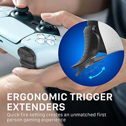 Fosmon Pro Trigger Extender e Tampas de alça de polegar compatíveis com o controlador Sony PS5, garras de polegar não escorregadios e gatilho de incêndio rápido Tampa de proteção para joystick analógico para joystick analógico