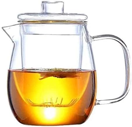 Infusor de chá de vidro transparente de chaleira com filtro removível, chaleira de chá resistente