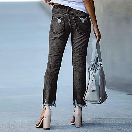 Calça jeans para mulheres plus size jeans de jeans de jeans de jeans rasgado de jeans angustiado calça feminina mais experiente