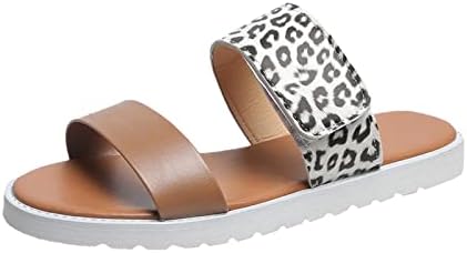 Sandálias femininas de verão casual padrão chinelos de leopardo ao ar livre saltos lisos lisos de