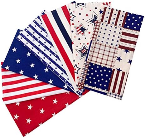 Valiclud 7pcs Cotton Taber Square Sheets Fat Quarters Flag Star of the American Flag Independence Quilting