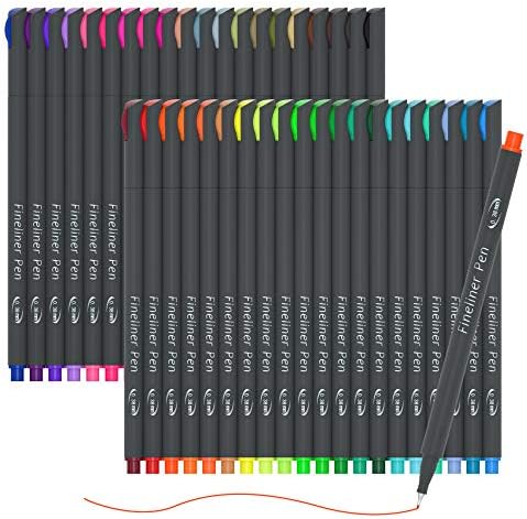 46 PACK Journal Plans Colored Canelas, Lineon 40 Cores Fininer canetas com 6 estênceis diferentes, conjunto perfeito para o planejador de periódicos notas de calendário para colorir