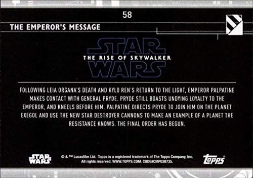 2020 Topps Star Wars The Rise of Skywalker Série 258 O cartão de negociação de mensagens do imperador