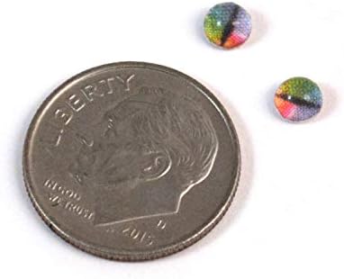4mm minúsculo dragão de arco -íris colorido olho de vidro par de pequenos cabochons planos para