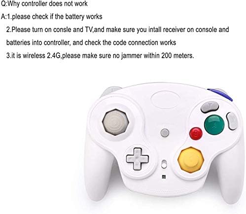 Gamepad do controlador sem fio clássico POULEP com adaptador receptor, compatível com para Wii Gamecube NGC GC