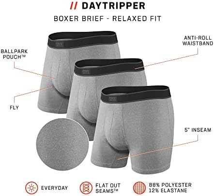 Roupa íntima masculina saxx - cuecas boxer do Daytripper com suporte de bolsa embutido - pacote