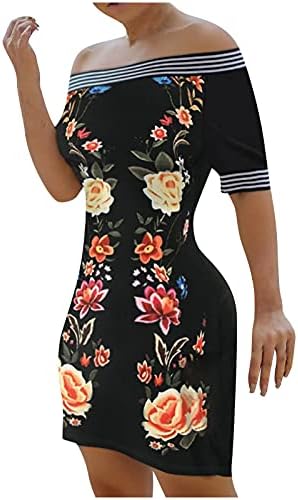 Fehlegd Wrap Dress for Women Summer Summer Sexy Off ombro de manga curta Floral Impresso