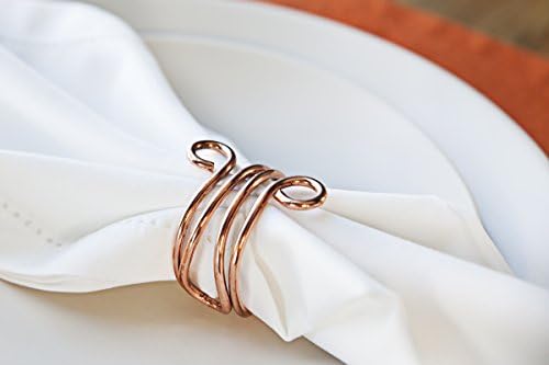 Conjunto de 4 anéis de guardanapo de arame de cobre - elegantes titulares de anéis de guardana