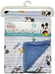 Disney Baby Mickey Mouse Fuzzy Double-lides Mink e Sherpa Baby Blain, Ultra Soft e Plexh Mink Sherpa Trono para
