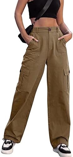 Ethkia Work Pants Women Women Women's Solid Color Slim Fit Cantura High Cídhar Multi Pocket Butter Lowes calça feminino plus size