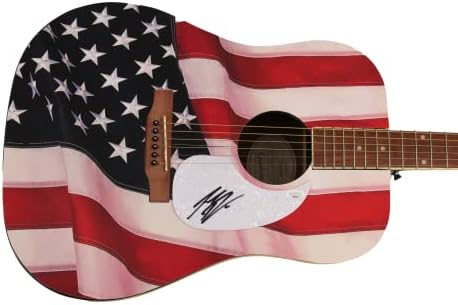 Jordan Davis assinou o autógrafo em tamanho real um de um gentil personalizado 1/1 American Flag Gibson Epiphone Guitar