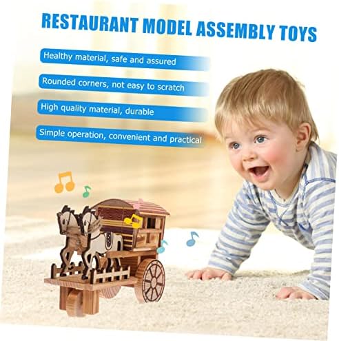 Toyvian 1pc Modelo de carruagem de madeira de madeira personaliza quebra -cabeça infantil carros de brinquedos decoração