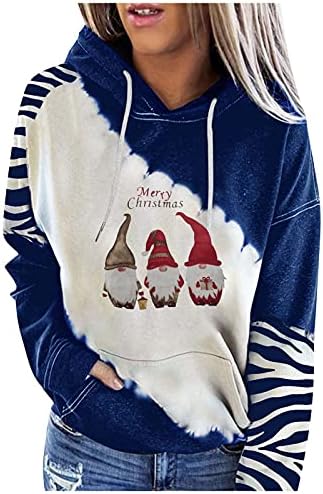Sorto de Natal para mulheres colorblock redondo pescoço de manga comprida suéter casual lazer fofo top