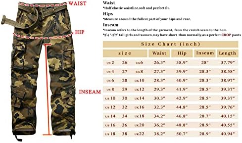 Calças de combate de carga de carga militar casual de algodão feminino com 8 bolso