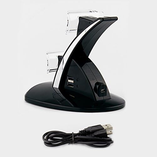 Carregador PS3, YANX LED LED Dual Controller Dock Station Stand Charging for PlayStation PS3 - Black