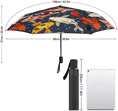 Padrão de carpa Koi 3 dobras Abra automática Fechar os guarda-chuvas portáteis de guarda