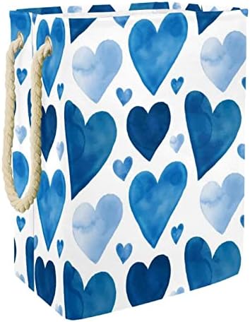 Aquarela Blue Hearts Padrão de pano de pano Torno embutido com suportes destacáveis ​​cesta de
