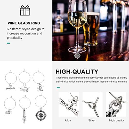 AMOSFUN LELOLO CULHO ANEL GRATUTATE Party Wine Decoration Party Wine Glass Ring para Destatura Party Party
