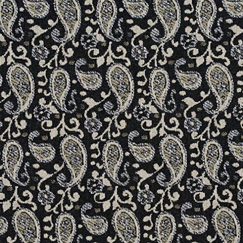 E845 Black e Off-White Tradicional Paisley Jacquard Toolstery Fabric by the Yard