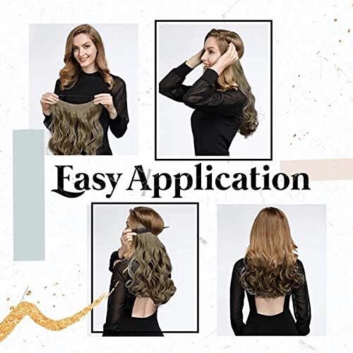 Peruca de cabelo ondulada e ondulada akabsh, extensão de 22 polegadas, extensão invisível de cabelo combina perfeitamente com cabelos luxuosamente longos perucas de cabelo ondulado para mulheres