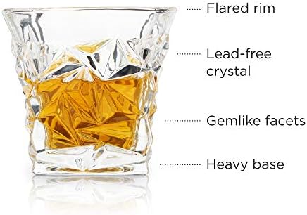 Viski Gem Crystal Whisky Tumblers Conjunto de 2, vidro claro de cristal claro sem chumbo, coquetéis de bola Lowball
