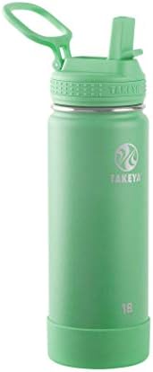 Takeya Actives isolados garrafa de água em aço inoxidável com tampa de palha, 40 onças, blush