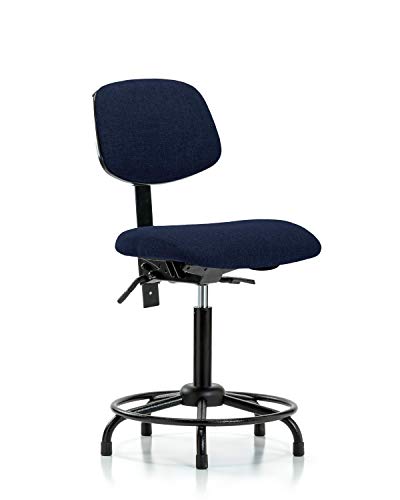 LABTECH ASSENTO LT42526 Cadeira de bancada média, tecido, base de tubo redonda - desliza, marinha