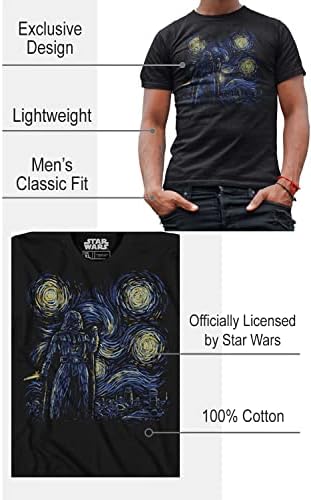 Star Wars Starry Night Night Darth Vader van Gogh Men's Adult Graphic T-Shirt Black