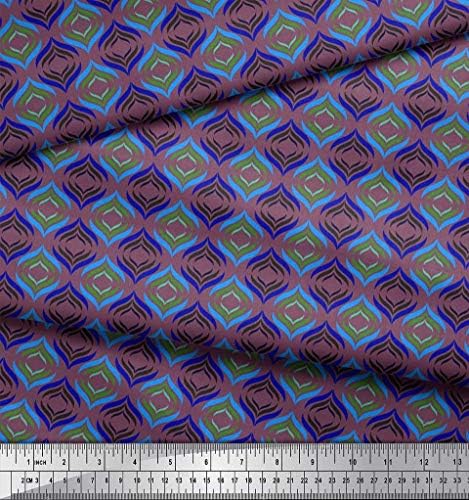 Soimoi Polyester Georgette Fabric Ogee Damasco de costura de estampa de tecido de costura de 42 polegadas