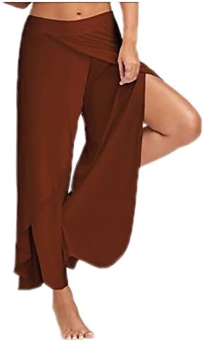 Beuu feminino harém yoga calça lateral fenda alta cintura larga perna larga pália pália calosta calça calça de moletom de praia