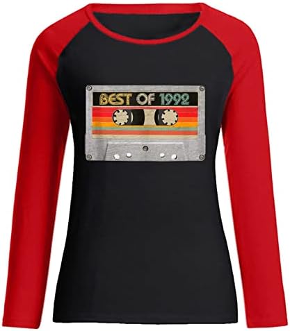 Tops de manga longa para mulheres Melhor das camisas de túnica de letra de letra de 1992 camisetas coloridas