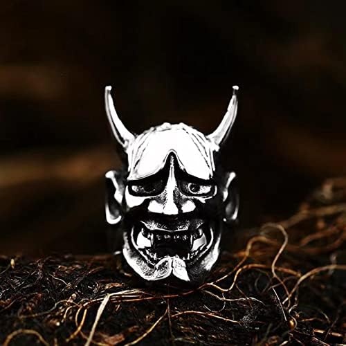 Laimiumiu33 Hannya máscara anéis de crânio para homens góticos vampier crânio prajna Esqueleto 316 anéis de aço