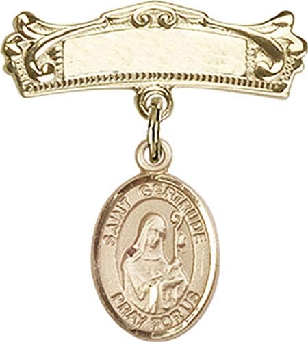 Rosgo do bebê de obsessão por jóias com St. Gertrude, de Nivelles Charm e Arched Polded Badge