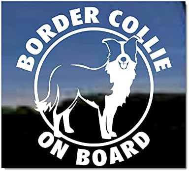 Border Collie a bordo | Adesivo de decalque automático de janela de vinil de cachorro