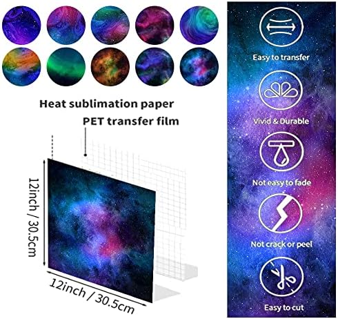 Galaxy Infusible Transfer Ink Sheets Starry Night Sublimation Papel para caneca Pressione Pap papel de transferência de calor para tinta para caneca DIY, prensa, camisetas, bolsa, montanha-russa, tela de 12 x 12 polegadas （12heets）