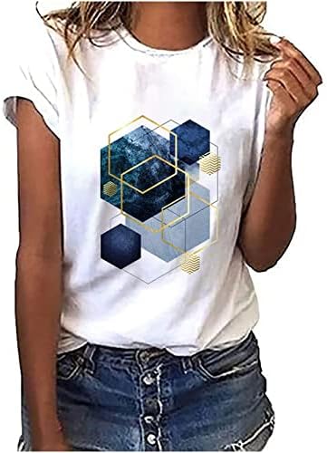 Camisetas femininas geometria bloco colorido tops casuais camiseta de juba-de-gola