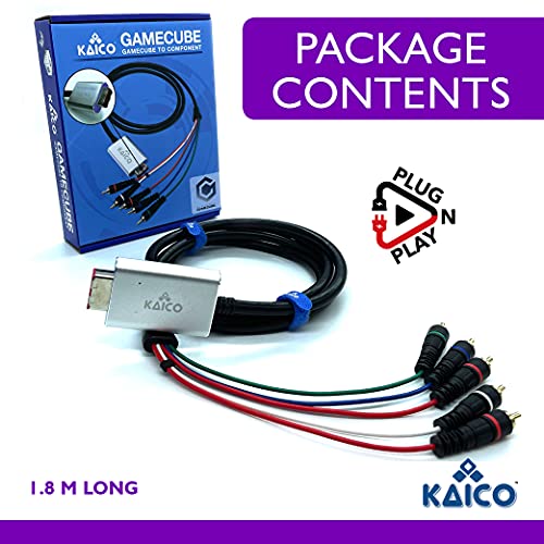 Líder do adaptador de cabo do componente Kaico para o Nintendo Gamecube executando o software GCVideo Lite - suporta vídeo e áudio completos. Um simples conversor de componentes de plug and play para gamecube