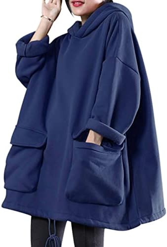 Yesno WZF Women Women Casual Fleece Pullover Hoodies PLUS TAMANHO ATIVO CAPAT/POCKETS GRANDE