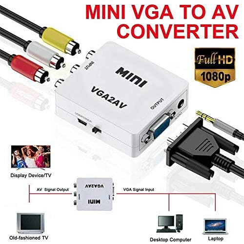 Misaso VGA para Av Mini Converter Scaler Adapter Suporte